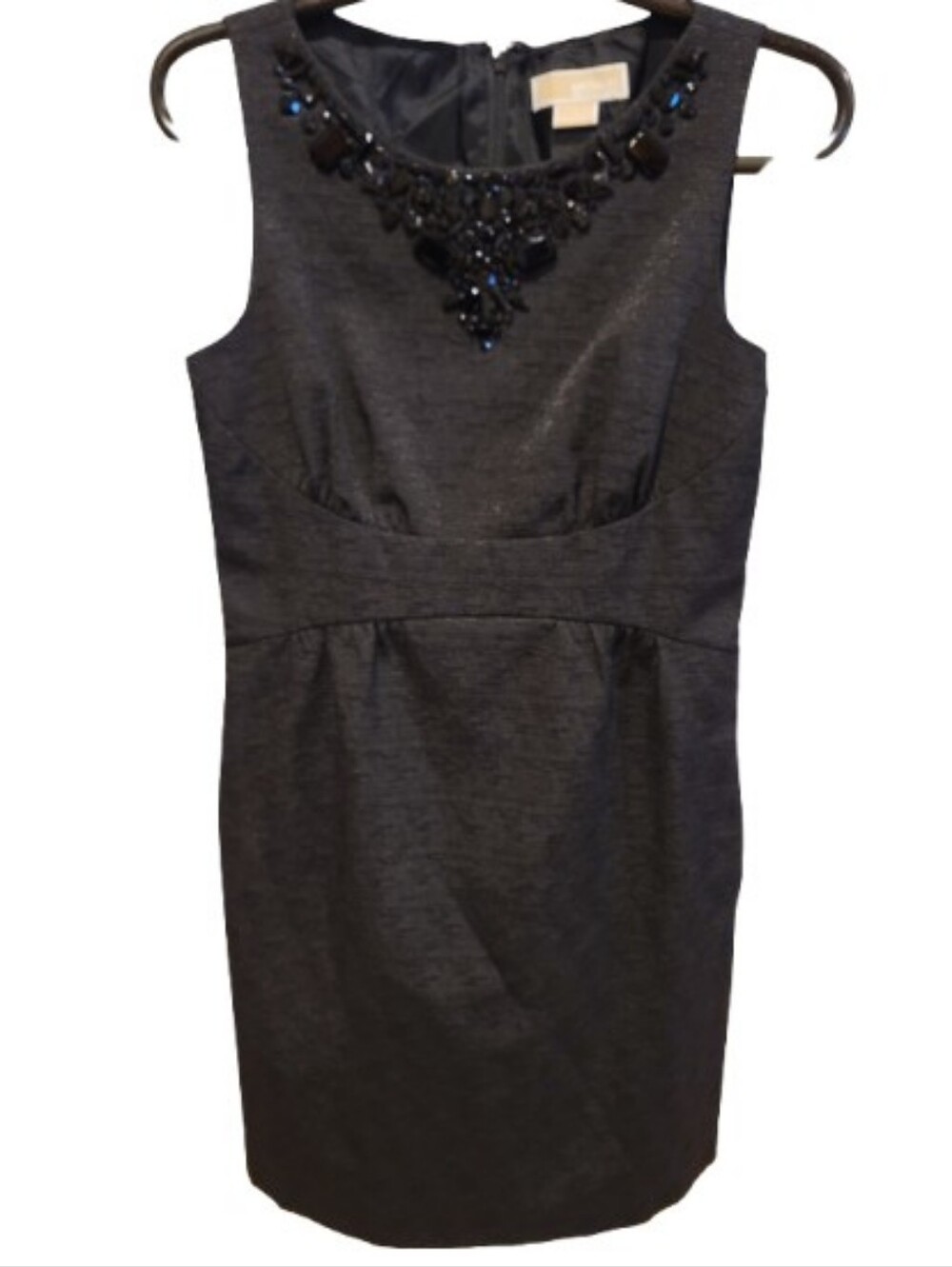 MICHAEL Michael Kors Charcoal Gray Embellished Sleeveless Midi Dress - Picture 3 of 13